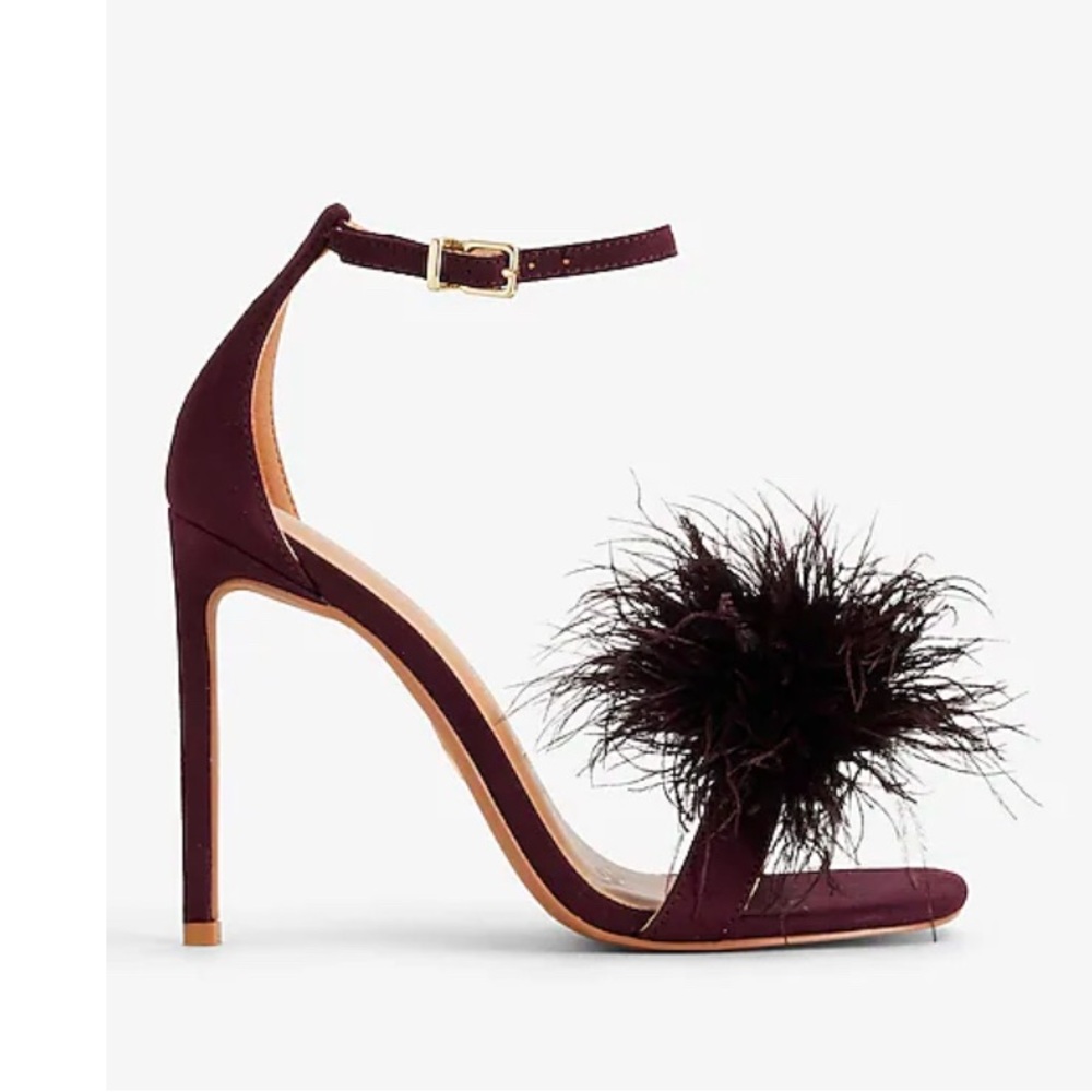 Express Wine Feather Heeled Sandals 8